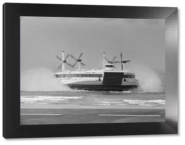 The SR. N4 Seaspeed Hovercraft makes a trial Channel crossing from Dover to Boulogne
