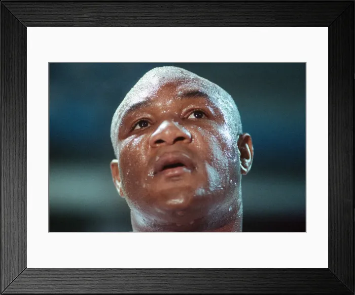 Framed Print : George Foreman pictured during training ahead of his fight with Terry Anderson