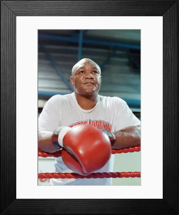 Framed Print : George Foreman pictured during training ahead of his fight with Terry Anderson Framed Print : George Foreman pictured during training ahead of his fight with Terry Anderson