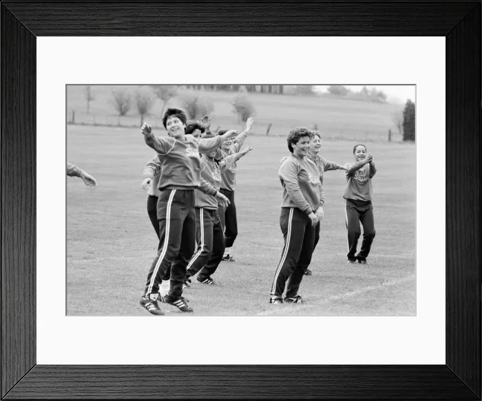 Framed Print : England Womens Football Team, pictured during training session ahead of their