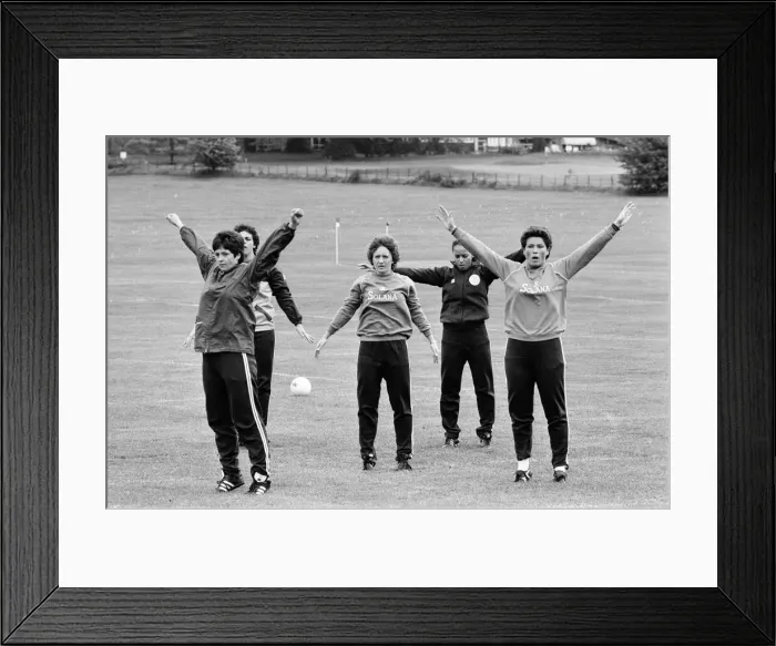 Framed Print : England Womens Football Team, pictured during training session ahead of their