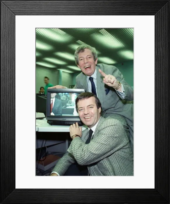 Framed Print : The launch of Sky TV. Tony Blackburn and Derek Jameson. 5th February 1989 Framed Print : The launch of Sky TV. Tony Blackburn and Derek Jameson. 5th February 1989