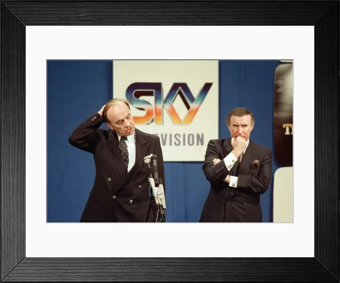 Framed Print : The launch of Sky TV. Andrew Neil and Rupert Murdoch. 5th February 1989 Framed Print : The launch of Sky TV. Andrew Neil and Rupert Murdoch. 5th February 1989