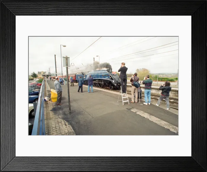 Framed Print : The A4 locomotive Sir Nigel Gresley powers its way through Morpeth Station as it Framed Print : The A4 locomotive Sir Nigel Gresley powers its way through Morpeth Station as it