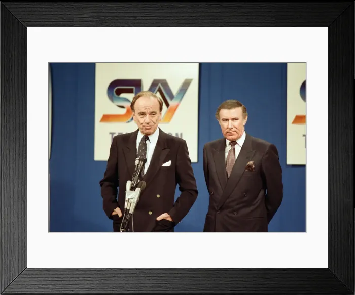Framed Print : The launch of Sky TV. Rupert Murdoch and Andrew Neil. 5th February 1989 Framed Print : The launch of Sky TV. Rupert Murdoch and Andrew Neil. 5th February 1989