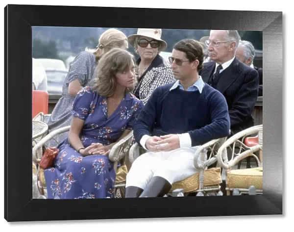 Sabrina Guinness with Prince Charles, Prince of Wales at polo in Windsor Great Park in