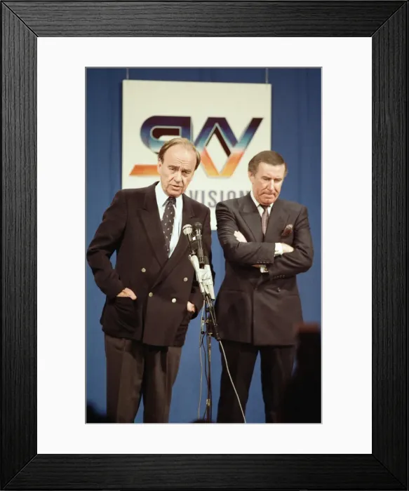 Framed Print : The launch of Sky TV. Rupert Murdoch and Andrew Neil. 5th February 1989