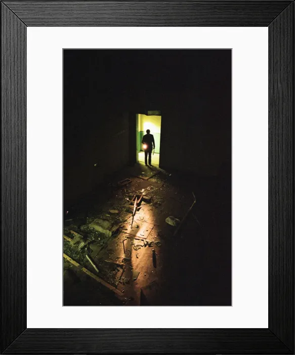 Framed Print : Air Vice Marshal Sandy Hunter seen here exploring the abandon nuclear bunker at Kenton Framed Print : Air Vice Marshal Sandy Hunter seen here exploring the abandon nuclear bunker at Kenton