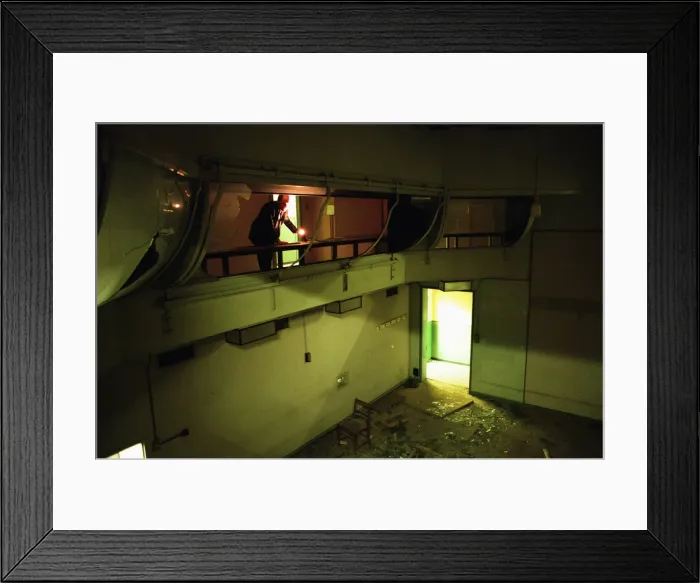 Framed Print : Air Vice Marshal Sandy Hunter seen here exploring the abandon nuclear bunker at Kenton Framed Print : Air Vice Marshal Sandy Hunter seen here exploring the abandon nuclear bunker at Kenton