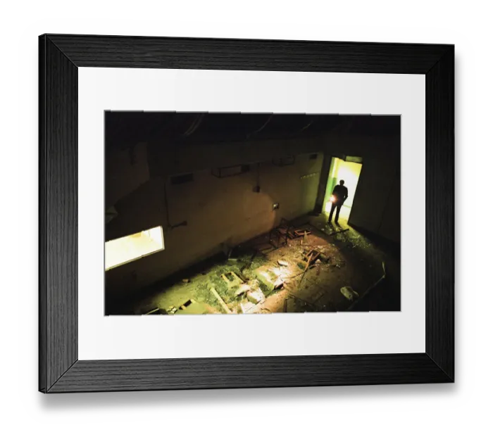Framed Print : Air Vice Marshal Sandy Hunter seen here exploring the abandon nuclear bunker at Kenton Framed Print : Air Vice Marshal Sandy Hunter seen here exploring the abandon nuclear bunker at Kenton