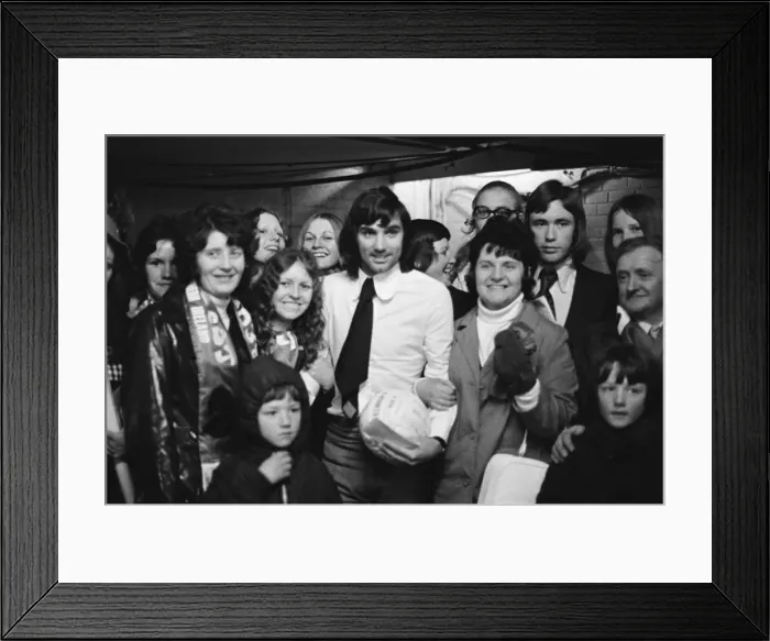 Framed Print : Belfast Ladies Football team with George Best. 29th April 1972