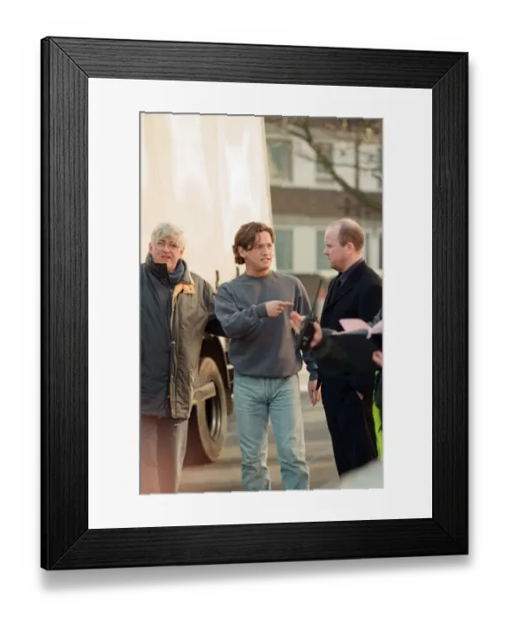 Framed Print : The cast of EastEnders filming scenes for the wedding of characters Ricky Butcher