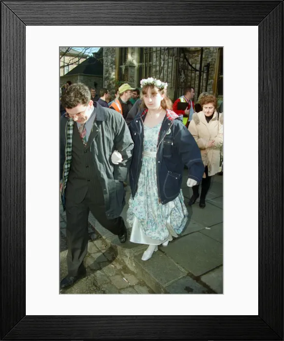 Framed Print : The cast of EastEnders filming scenes for the wedding of characters Ricky Butcher Framed Print : The cast of EastEnders filming scenes for the wedding of characters Ricky Butcher