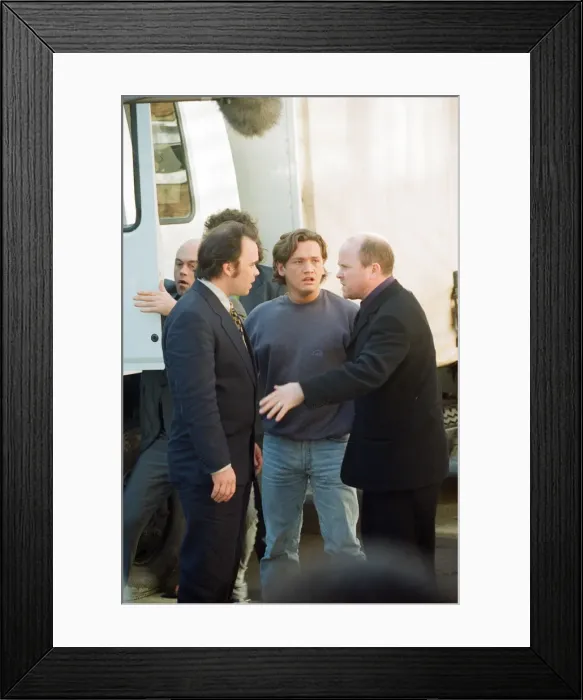 Framed Print : The cast of EastEnders filming scenes for the wedding of characters Ricky Butcher