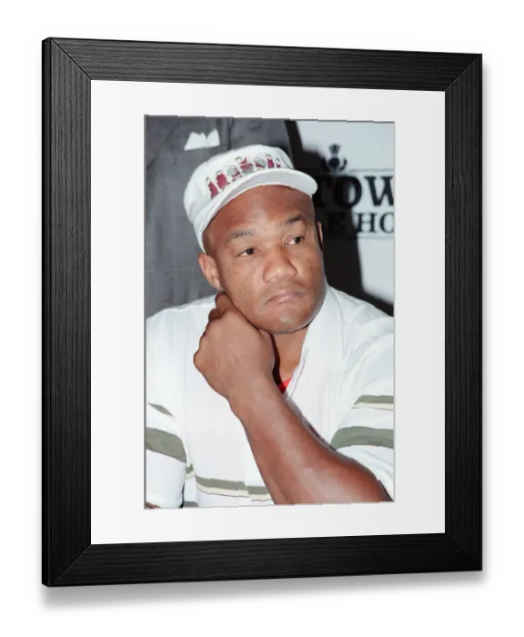 Framed Print : George Foreman pictured at a press conference. Tomorrow he is fighting Terry Anderson