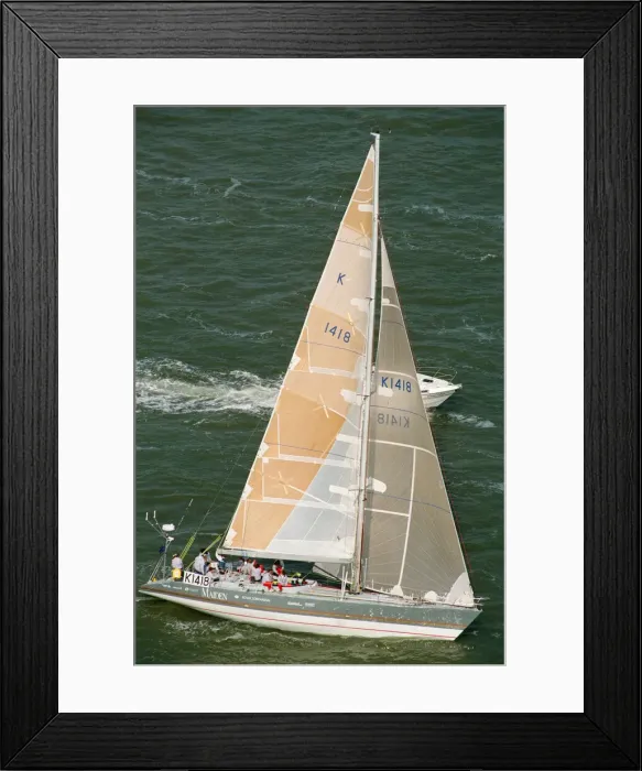 Framed Print : Maiden returns to the UK. 28th May 1990. The first all woman crew to sail Framed Print : Maiden returns to the UK. 28th May 1990. The first all woman crew to sail