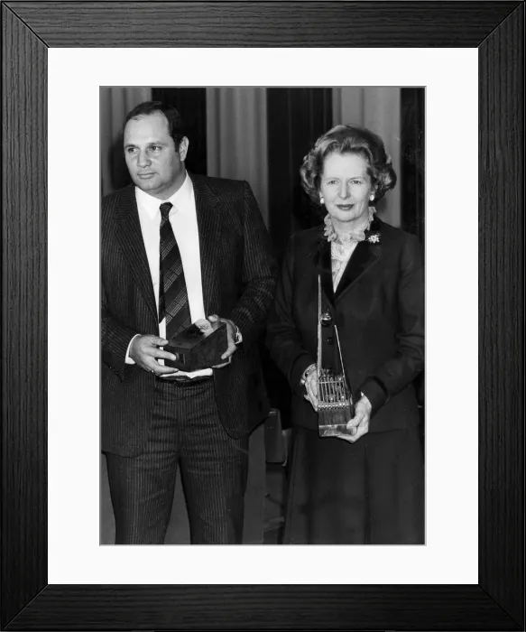 Framed Print : Margaret Thatcher and Eddie Shah receiving awards - October 1984