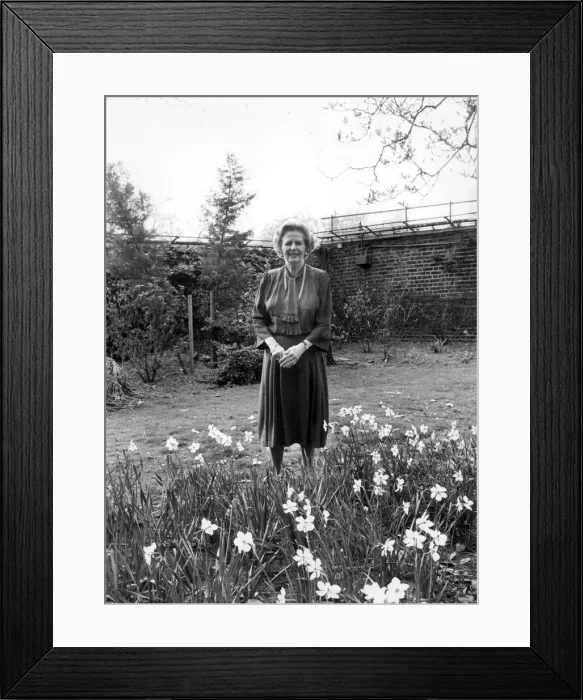Framed Print : MARGARET THATCHER IN THE GARDEN OF 10 DOWNING STREET - 20TH MAY 1987 Framed Print : MARGARET THATCHER IN THE GARDEN OF 10 DOWNING STREET - 20TH MAY 1987