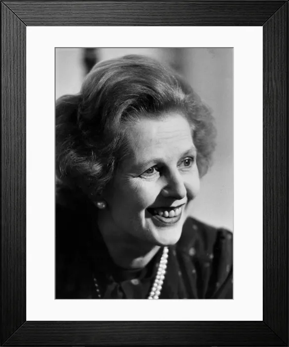 Framed Print : Margaret Thatcher smiling during interview - June 1983 Framed Print : Margaret Thatcher smiling during interview - June 1983
