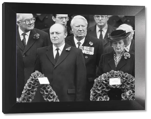 Margaret Thatcher at Remembrance Day Memorial Service with Neil Kinnock