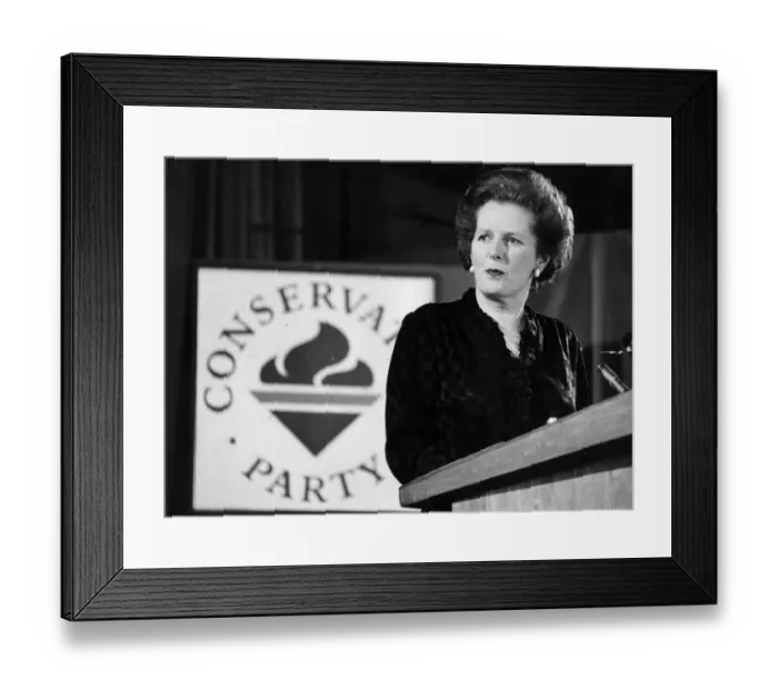 Framed Print : Margaret Thatcher speaking at a meeting for the Finchley Tory party - May 1983 Framed Print : Margaret Thatcher speaking at a meeting for the Finchley Tory party - May 1983