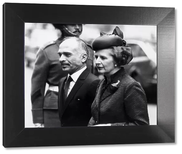 Margaret Thatcher with King Hussein of Jordan during his visit to Britain - March 1983