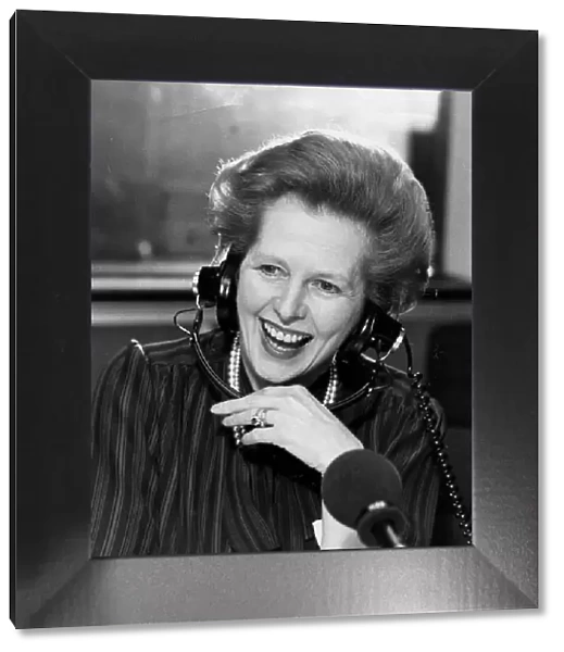 Margaret Thatcher laughing during radio interview - May 1983