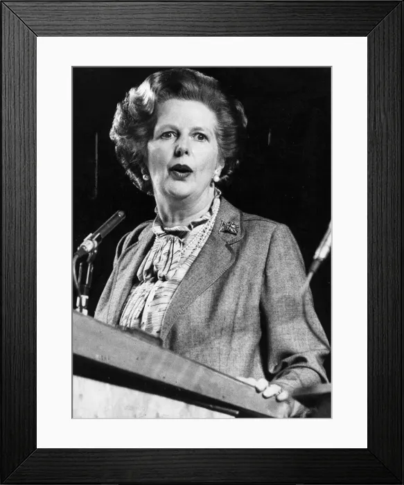 Framed Print : Margaret Thatcher giving speech to Instute of Directors meeting at Albert Hall - February Framed Print : Margaret Thatcher giving speech to Instute of Directors meeting at Albert Hall - February