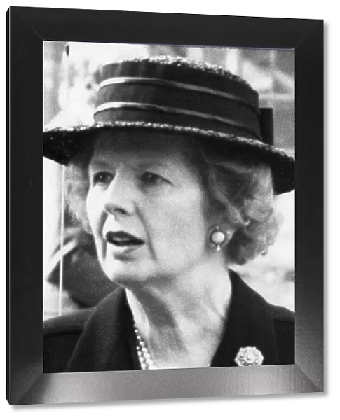 Margaret Thatcher arriving at memorial service - April 1987