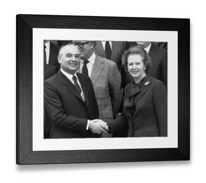 Framed Print : Margaret Thatcher shaking hands with Mikhail Gorbachev - December 1984 Framed Print : Margaret Thatcher shaking hands with Mikhail Gorbachev - December 1984