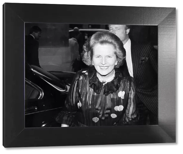Margaret Thatcher smiling wearing evening dress - January 1985