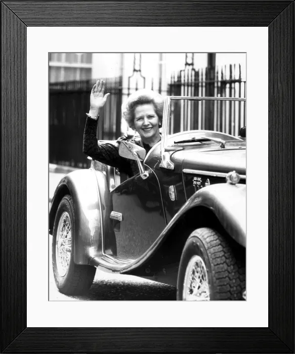 Framed Print : Margaret Thatcher sitting in a Morgan Sportscar - 27th April 1987