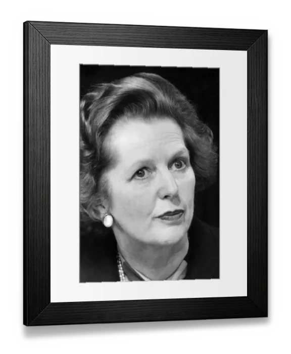 Framed Print : Margaret Thatcher serious during press conference - May 1983