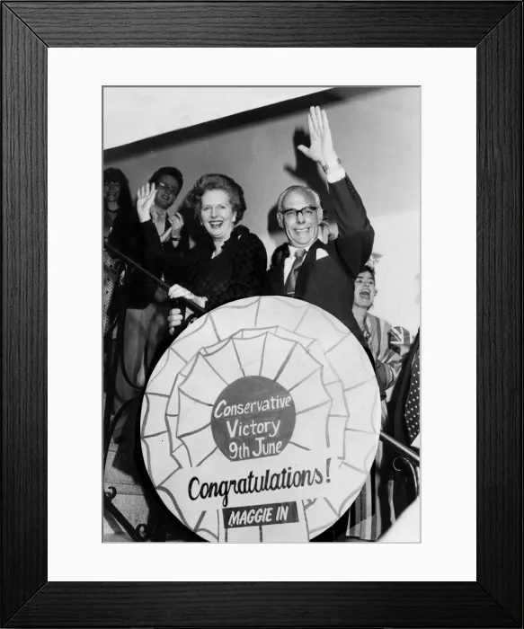 Framed Print : Margaret Thatcher and Denis Thatcher celebrate election victory at Tory party Framed Print : Margaret Thatcher and Denis Thatcher celebrate election victory at Tory party