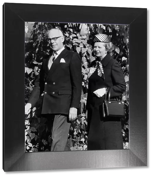 Margaret Thatcher and husband Denis leaving Chequers - October 1984