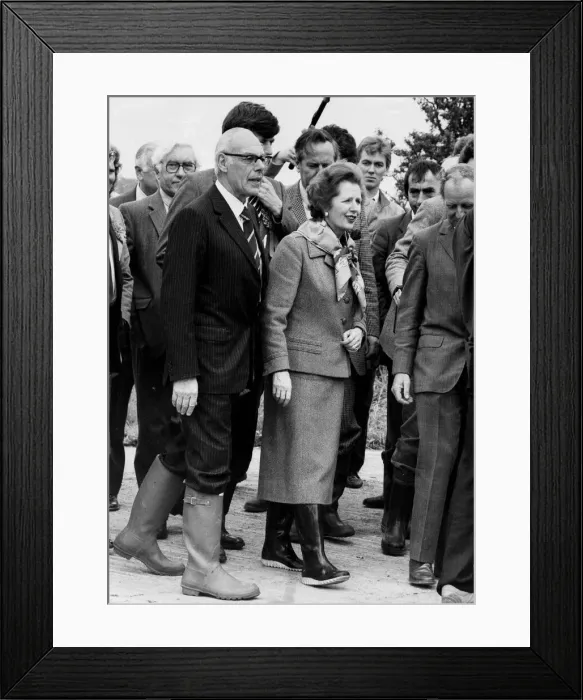 Framed Print : Margaret Thatcher and husband Denis wearing wellington boots during visit to Padstow Framed Print : Margaret Thatcher and husband Denis wearing wellington boots during visit to Padstow