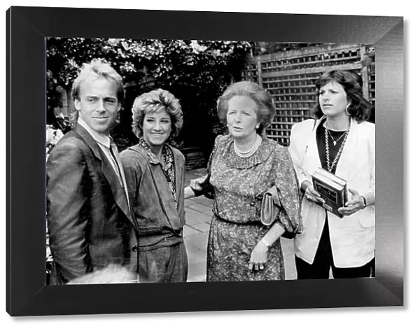 Margaret Thatcher with daughter Carol and John Lloyd and Chris Evert - June 1985