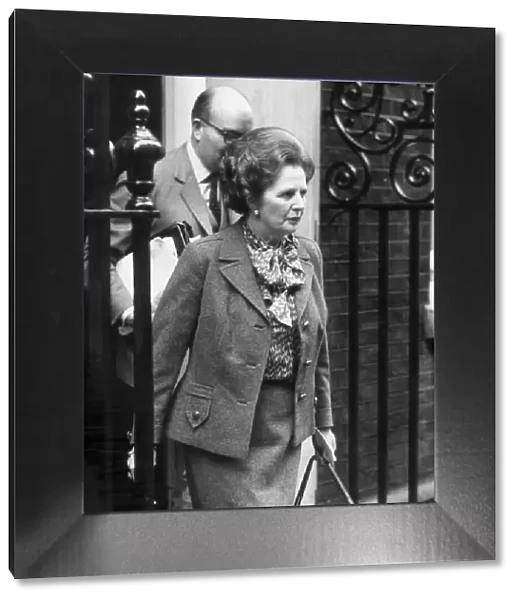 MARGARET THATCHER LEAVING 10 DOWNING STREET FOR A DEBATE IN THE COMMONS ON GCHQ - 11TH