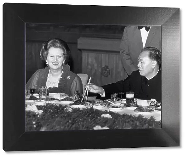 MARGARET THATCHER AND CHINESE PREMIER ZHAO ZIYANG AT A BANQUET IN THE GREAT HALL OF THE