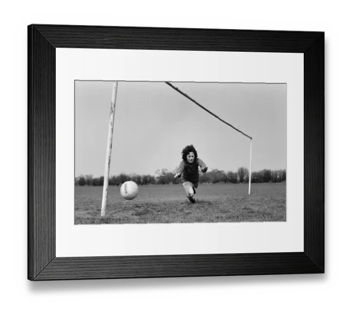 Framed Print : Josie Costello, 37 years old, who has been chosen as goalkeeper for her local ladies Framed Print : Josie Costello, 37 years old, who has been chosen as goalkeeper for her local ladies