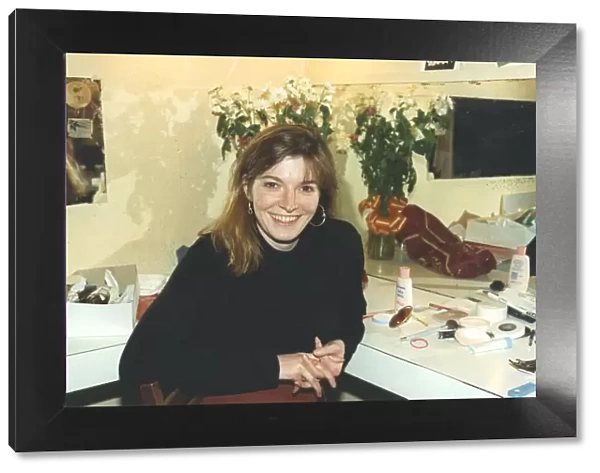 Jemma Redgrave smiling during interview in her dressing room - January 1990