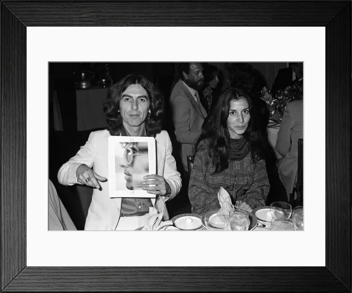 Framed Print : George Harrison and his girlfriend Olivia. 18th November 1976