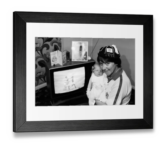 Framed Print : Former England Captain Carol Thomas with her baby. June 1986