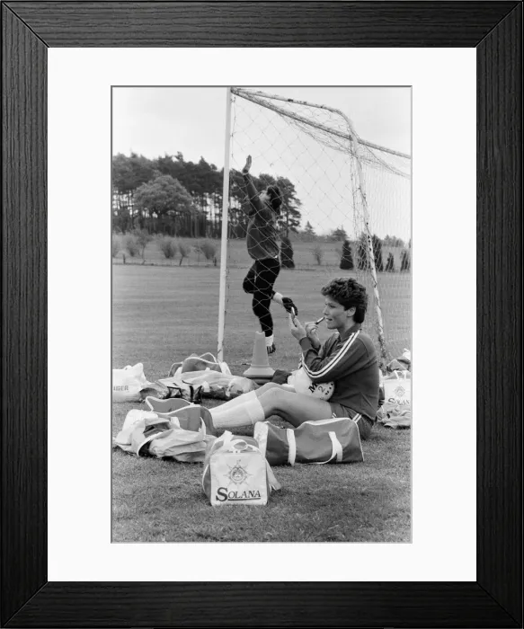 Framed Print : England Womens Football Team, pictured during training session ahead of their