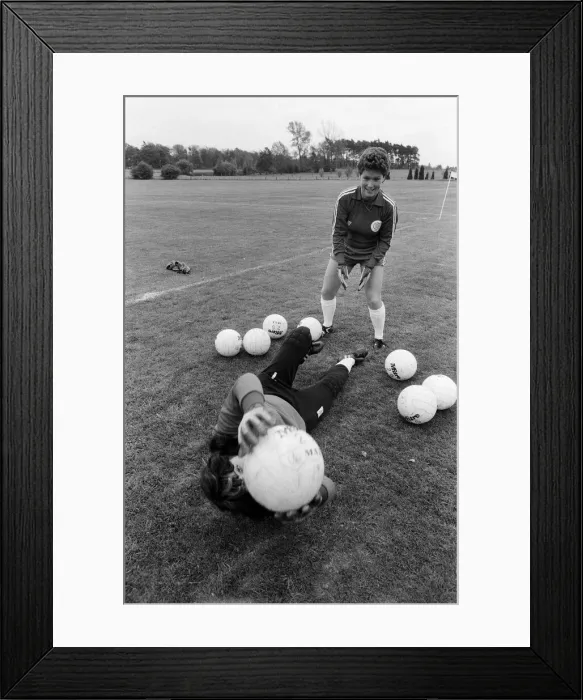 Framed Print : England Womens Football Team, pictured during training session ahead of their
