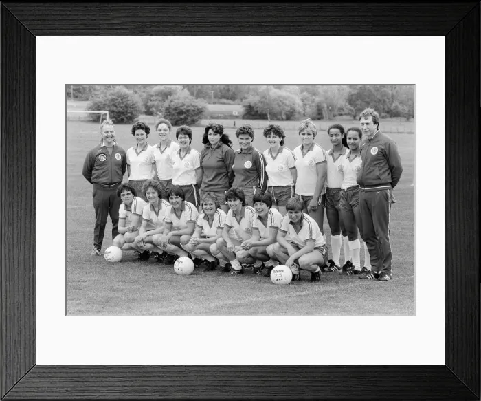Framed Print : England Womens Football Team, pictured during training session ahead of their