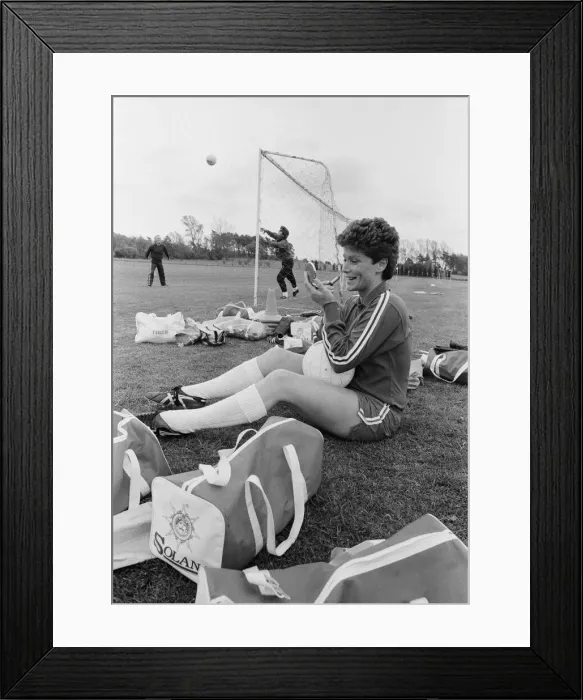 Framed Print : England Womens Football Team, pictured during training session ahead of their