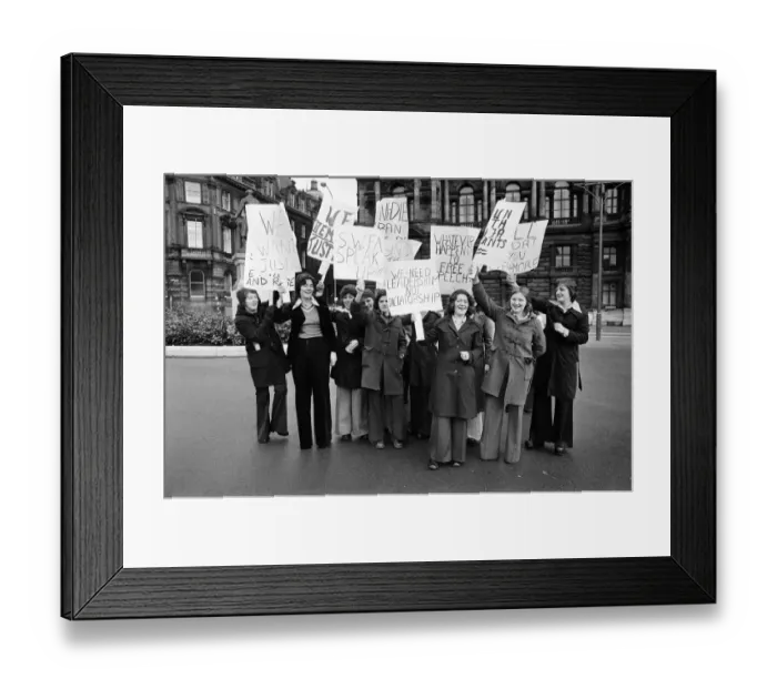 Framed Print : Female football player, Edna Neillis, leads a protest march through Glasgow protesting Framed Print : Female football player, Edna Neillis, leads a protest march through Glasgow protesting