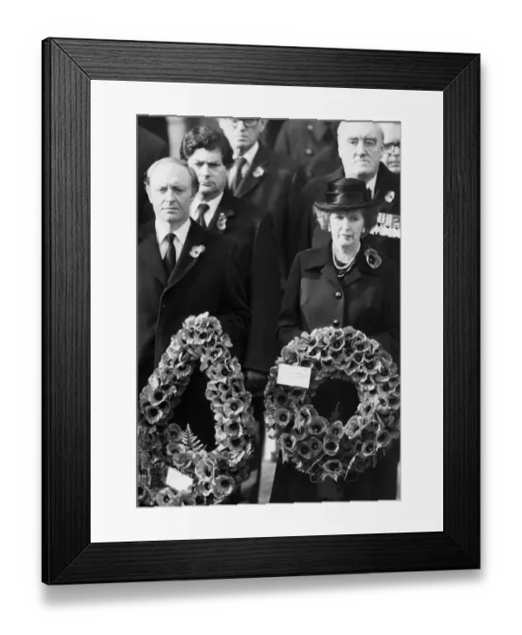 Framed Print : Neil Kinnock and Margaret Thatcher at Remembrance Sunday memorial service at the Cenotaph Framed Print : Neil Kinnock and Margaret Thatcher at Remembrance Sunday memorial service at the Cenotaph