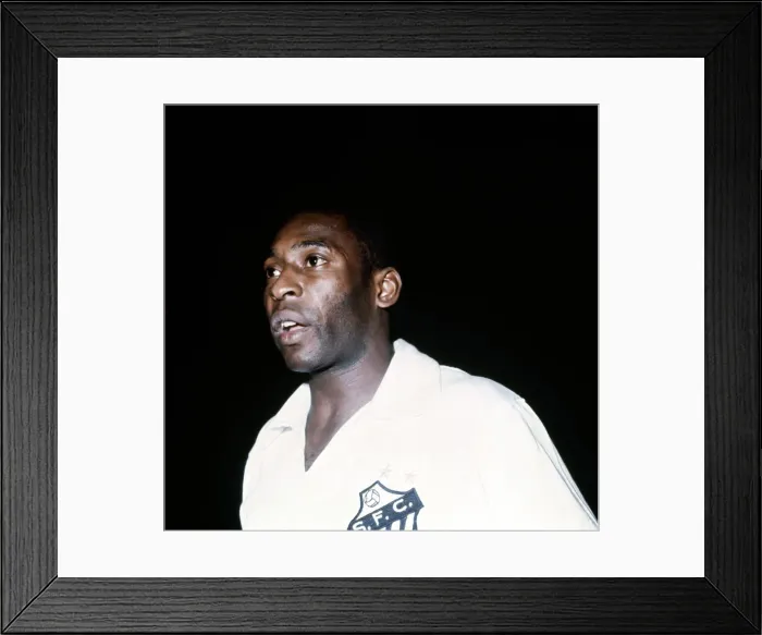 Framed Print : Brazilian footballer Pele playing for his club side Santos November 1969